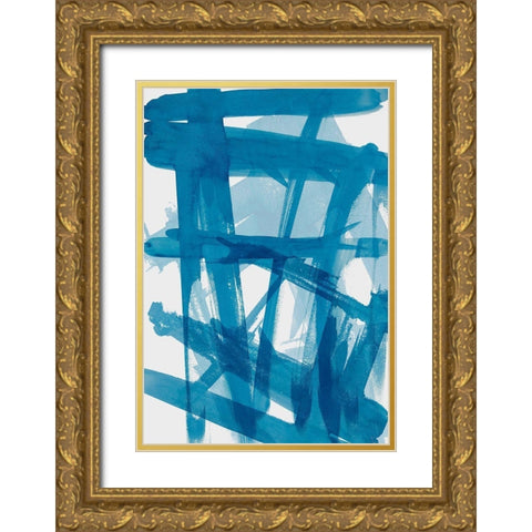 Blue March Gold Ornate Wood Framed Art Print with Double Matting by SD Graphics Studio