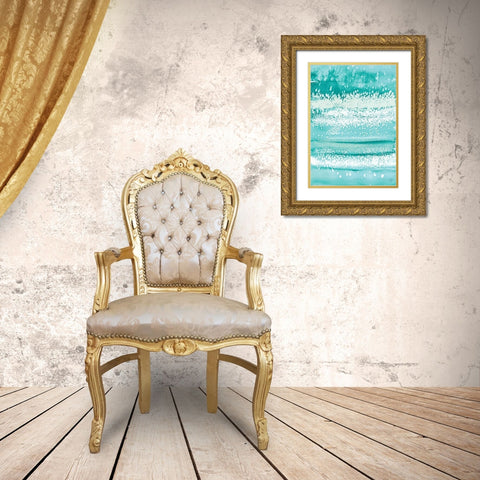 Teal Windy Gold Ornate Wood Framed Art Print with Double Matting by Loreth, Lanie