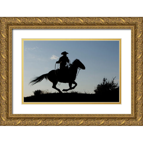 Gallop Along Gold Ornate Wood Framed Art Print with Double Matting by Walker, Carol