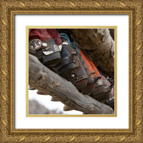 Western Boots I Gold Ornate Wood Framed Art Print with Double Matting by Walker, Carol