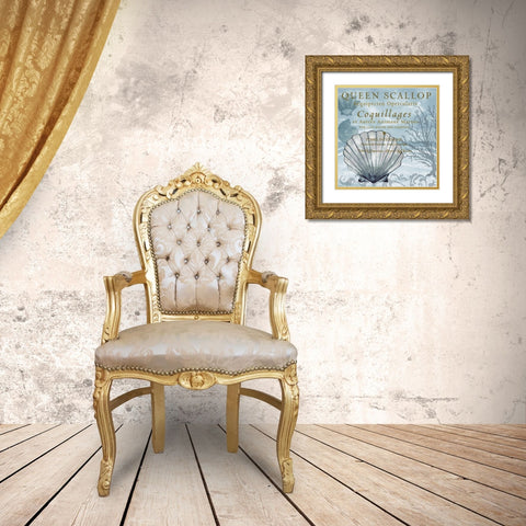 Under The Blue Sea I Gold Ornate Wood Framed Art Print with Double Matting by Medley, Elizabeth
