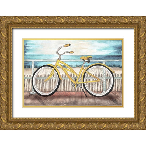 Coastal Bike Rides Gold Ornate Wood Framed Art Print with Double Matting by Medley, Elizabeth