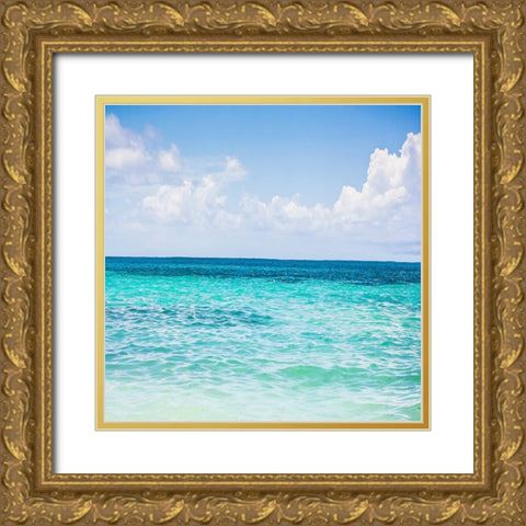 Cool Blue Gold Ornate Wood Framed Art Print with Double Matting by Navas, Emily