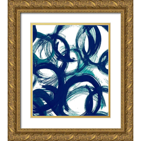 Ocean Strokes  Gold Ornate Wood Framed Art Print with Double Matting by Navas, Emily