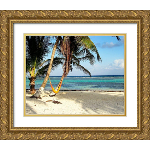 Hammock Paradise Gold Ornate Wood Framed Art Print with Double Matting by Navas, Emily