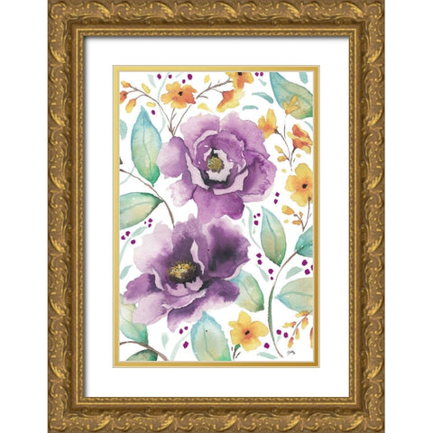 Spring Poppies I Gold Ornate Wood Framed Art Print with Double Matting by Medley, Elizabeth