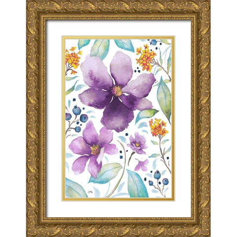 Spring Poppies II Gold Ornate Wood Framed Art Print with Double Matting by Medley, Elizabeth