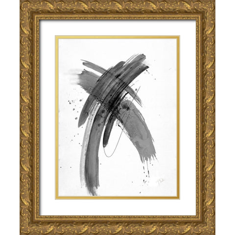 Black Wash II Gold Ornate Wood Framed Art Print with Double Matting by Pinto, Patricia