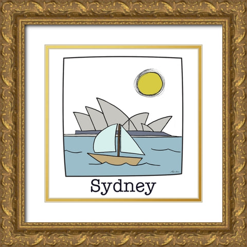 Travel The World Sydney Gold Ornate Wood Framed Art Print with Double Matting by Edwins, Hugo
