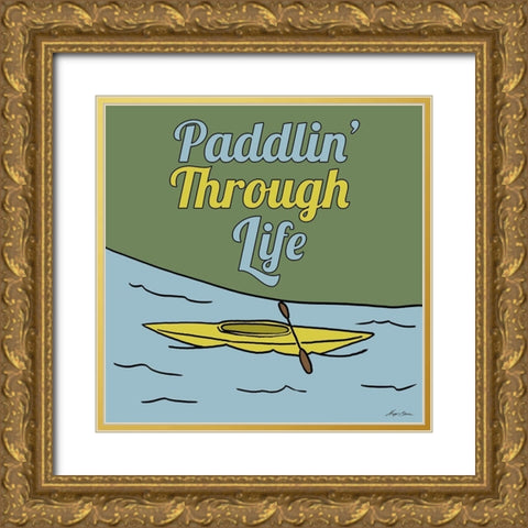 Paddlin Through Life Gold Ornate Wood Framed Art Print with Double Matting by Edwins, Hugo