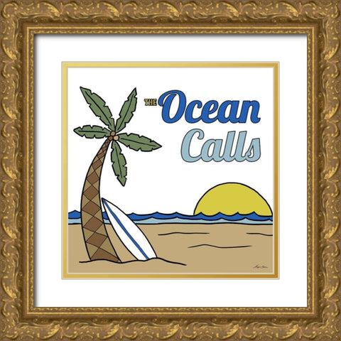 Ocean Calls Gold Ornate Wood Framed Art Print with Double Matting by Edwins, Hugo