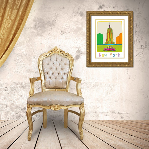 New York II Gold Ornate Wood Framed Art Print with Double Matting by Edwins, Hugo