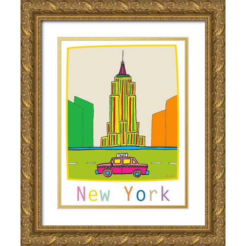 New York II Gold Ornate Wood Framed Art Print with Double Matting by Edwins, Hugo