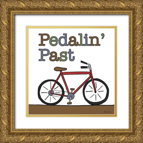 Pedalin Past Gold Ornate Wood Framed Art Print with Double Matting by Edwins, Hugo