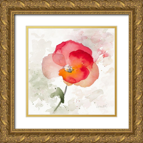 Translucent Poppy I Gold Ornate Wood Framed Art Print with Double Matting by Loreth, Lanie