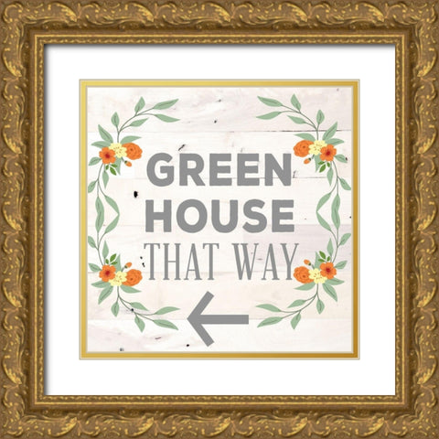 Green House That Way Gold Ornate Wood Framed Art Print with Double Matting by SD Graphics Studio