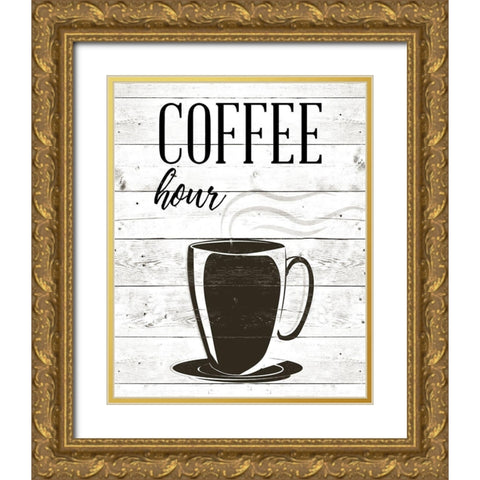 Coffee Hour Gold Ornate Wood Framed Art Print with Double Matting by SD Graphics Studio