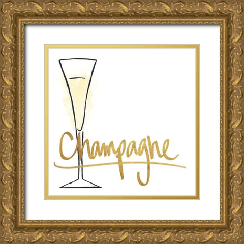 Champange Gold Ornate Wood Framed Art Print with Double Matting by SD Graphics Studio