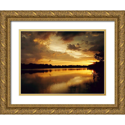 Yellow Sunset Gold Ornate Wood Framed Art Print with Double Matting by Peck, Gail