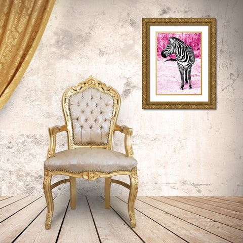 Zebra Set Free Gold Ornate Wood Framed Art Print with Double Matting by Peck, Gail