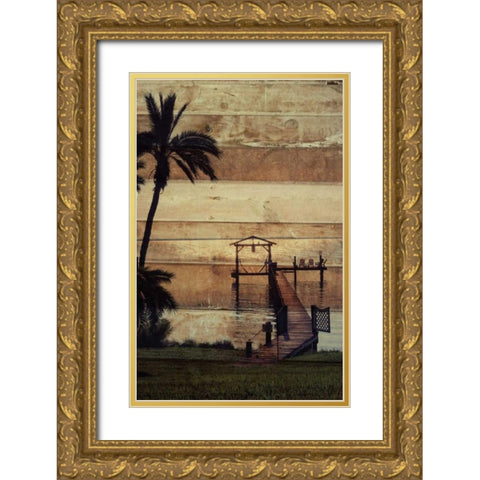 Dockside Wood Gold Ornate Wood Framed Art Print with Double Matting by Peck, Gail