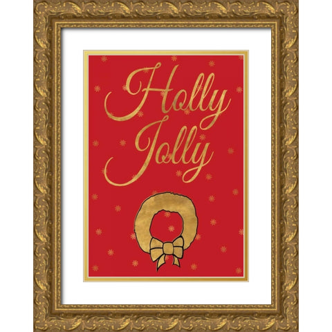 Red Christmas II Gold Ornate Wood Framed Art Print with Double Matting by Studio, Sd Graphics