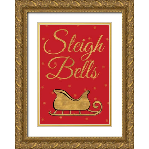 Red Christmas III Gold Ornate Wood Framed Art Print with Double Matting by Studio, Sd Graphics