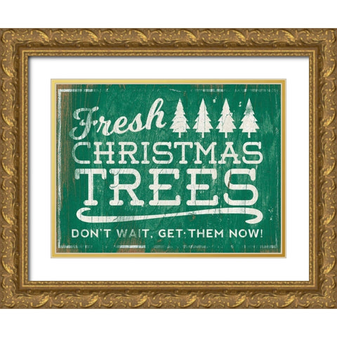 Holiday Wooden Signs I Gold Ornate Wood Framed Art Print with Double Matting by SD Graphics Studio