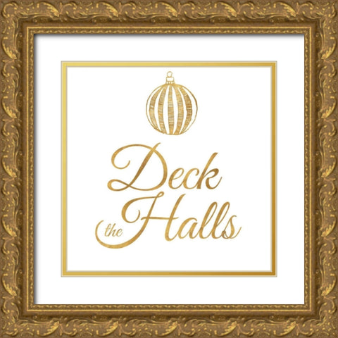 Golden Christmas IV Gold Ornate Wood Framed Art Print with Double Matting by SD Graphics Studio