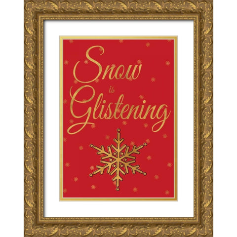 Red Christmas IV Gold Ornate Wood Framed Art Print with Double Matting by Studio, Sd Graphics