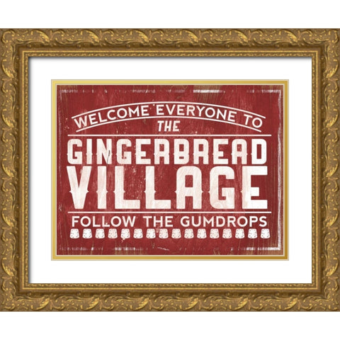 Holiday Wooden Signs II Gold Ornate Wood Framed Art Print with Double Matting by Studio, Sd Graphics
