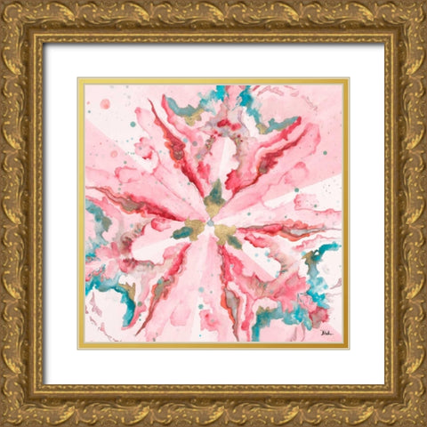 Pink Constelllation Square Gold Ornate Wood Framed Art Print with Double Matting by Pinto, Patricia