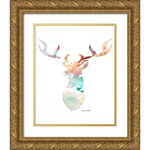 Spring Deer Gold Ornate Wood Framed Art Print with Double Matting by Loreth, Lanie