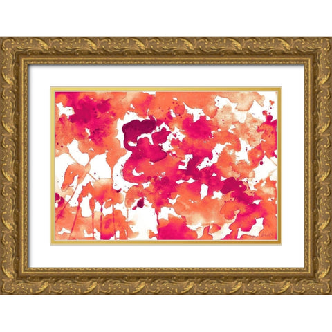 Splash of Pinks In Fall II Gold Ornate Wood Framed Art Print with Double Matting by Loreth, Lanie