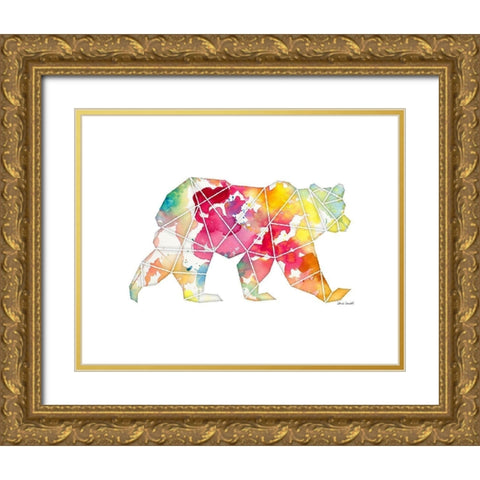 Geo Shape Bear Gold Ornate Wood Framed Art Print with Double Matting by Loreth, Lanie