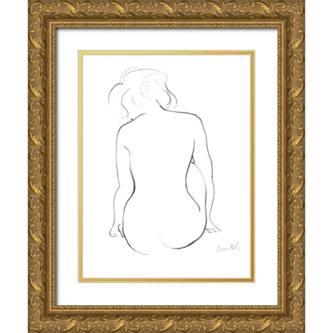 Contemplating Female II Gold Ornate Wood Framed Art Print with Double Matting by Loreth, Lanie
