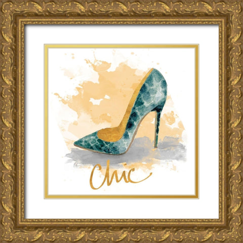 Chic Shoes Gold Ornate Wood Framed Art Print with Double Matting by Loreth, Lanie