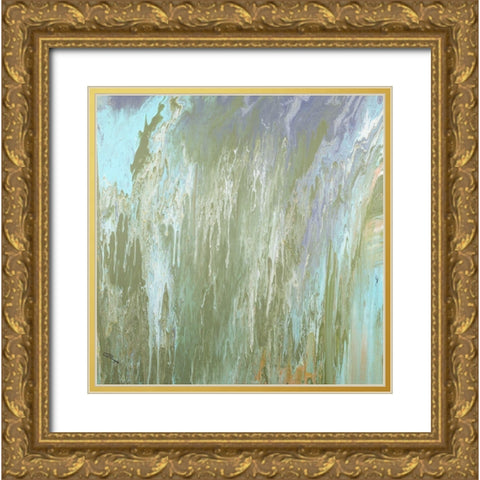 Forest Green Fall Abstract Gold Ornate Wood Framed Art Print with Double Matting by Gonzalez, Roberto