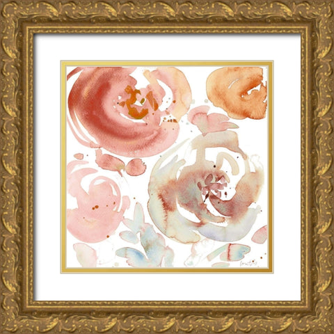Gentle Blossoms of Pink I Gold Ornate Wood Framed Art Print with Double Matting by Loreth, Lanie