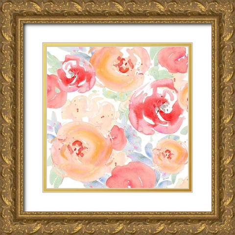 Tropical Blossom Garden I Gold Ornate Wood Framed Art Print with Double Matting by Loreth, Lanie