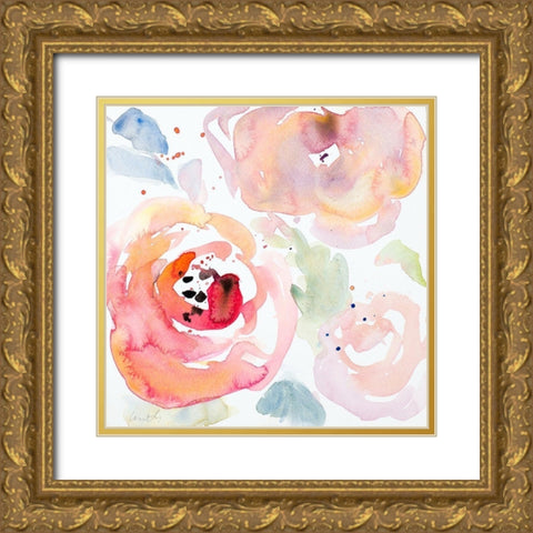 Gentle Blossoms II Gold Ornate Wood Framed Art Print with Double Matting by Loreth, Lanie