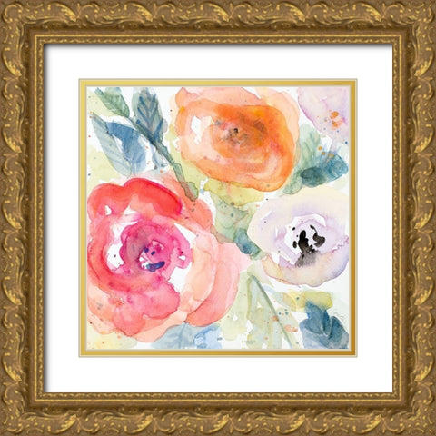 Blooms Abound I Gold Ornate Wood Framed Art Print with Double Matting by Loreth, Lanie