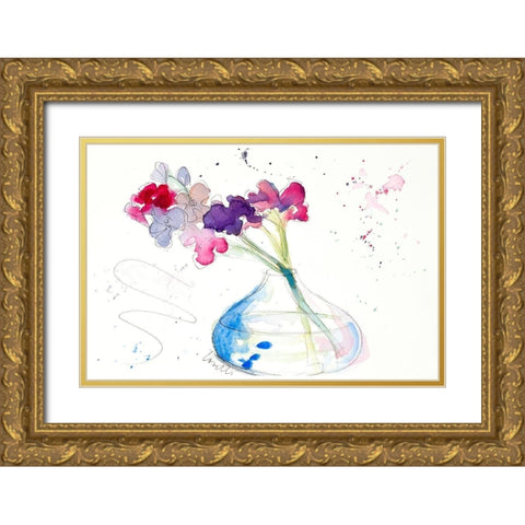 Colorful Flowers in Clear Vase II Gold Ornate Wood Framed Art Print with Double Matting by Loreth, Lanie
