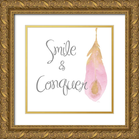 Good Vibes And Smiles I Gold Ornate Wood Framed Art Print with Double Matting by Medley, Elizabeth
