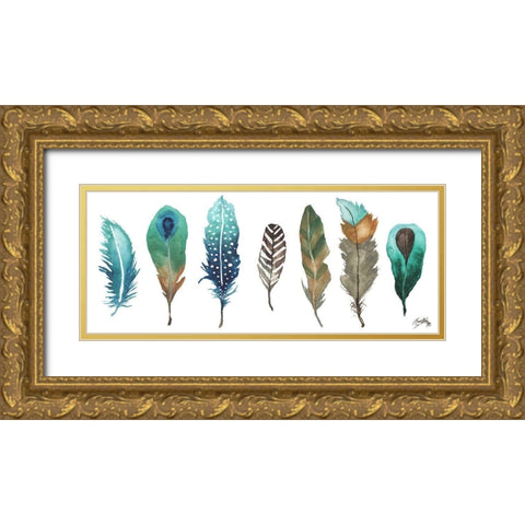 Fetching Feathers I Gold Ornate Wood Framed Art Print with Double Matting by Medley, Elizabeth