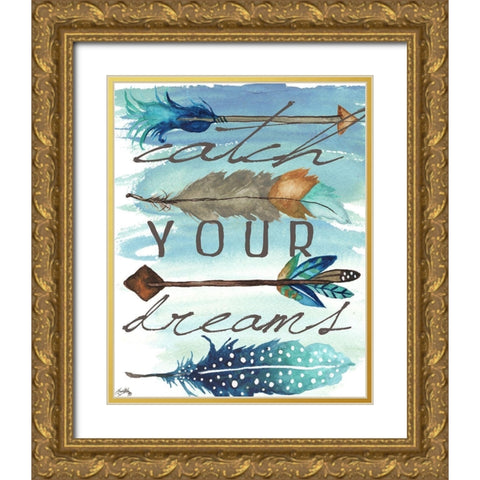 Catch Your Dreams Gold Ornate Wood Framed Art Print with Double Matting by Medley, Elizabeth