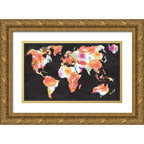 World Florals Gold Ornate Wood Framed Art Print with Double Matting by Medley, Elizabeth