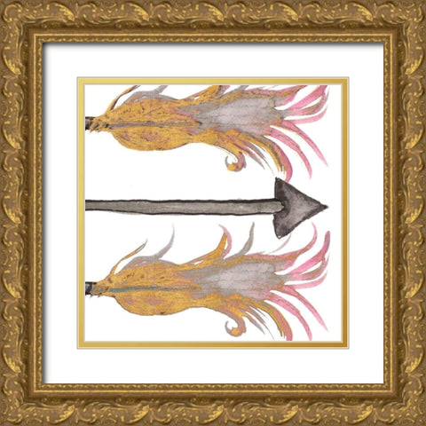 Feathers And Arrows II Gold Ornate Wood Framed Art Print with Double Matting by Medley, Elizabeth