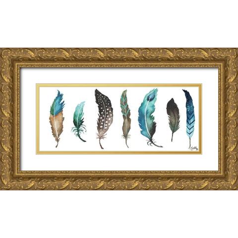 Fetching Feathers II Gold Ornate Wood Framed Art Print with Double Matting by Medley, Elizabeth