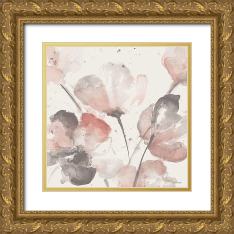 Neutral Pink Floral I Gold Ornate Wood Framed Art Print with Double Matting by Loreth, Lanie
